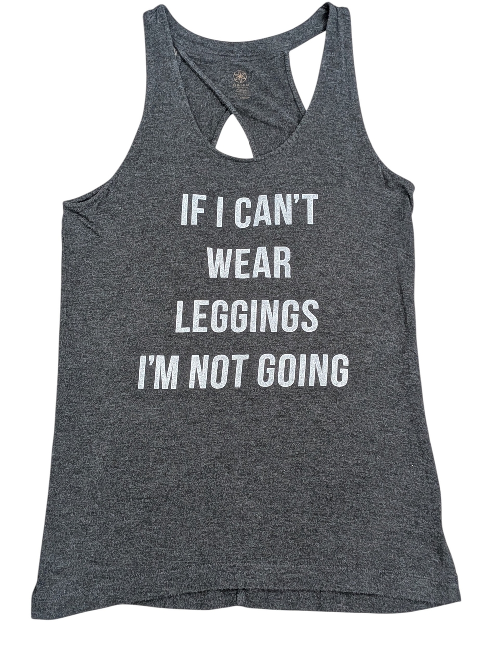 GAIAM Charcoal Gray Graphic Racerback Tank with Light Gray Logo